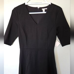 Halogen | NWT Black Ponte Knit Fit & Flare Dress Size 4